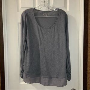 Cato Grey Scoop Neck Long Sleeve Contrast Hem Top size 18/20W